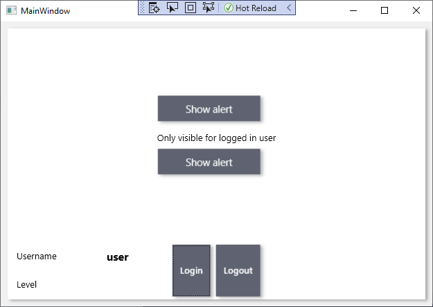 inxton logged in user with visible control